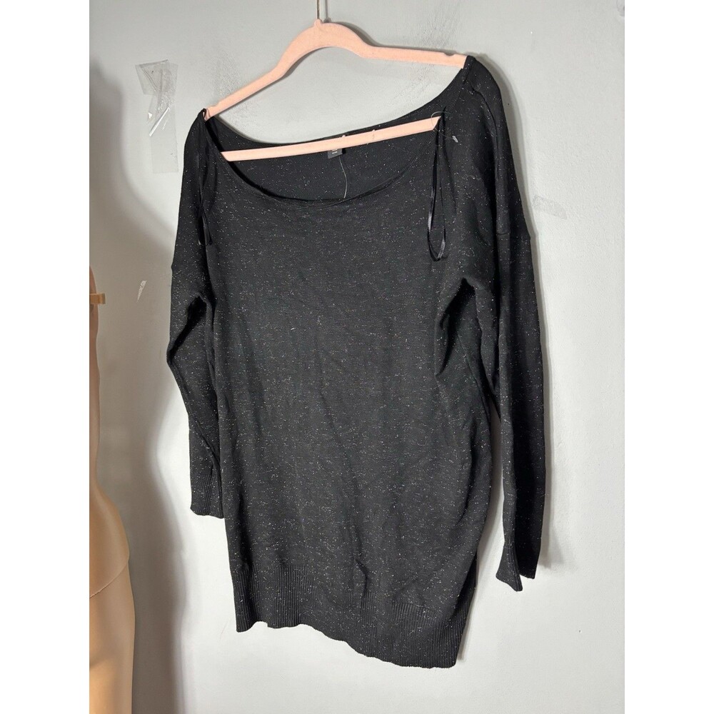 Metaphor Women’s XL Black Sweater Top with Silver Metallic Threads Sparkle Knit - Picture 12 of 12